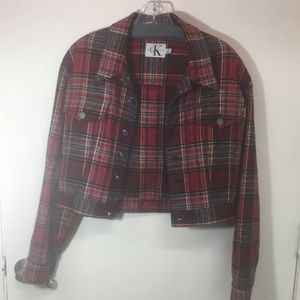 Vintage CK jeans cropped plaid jacket